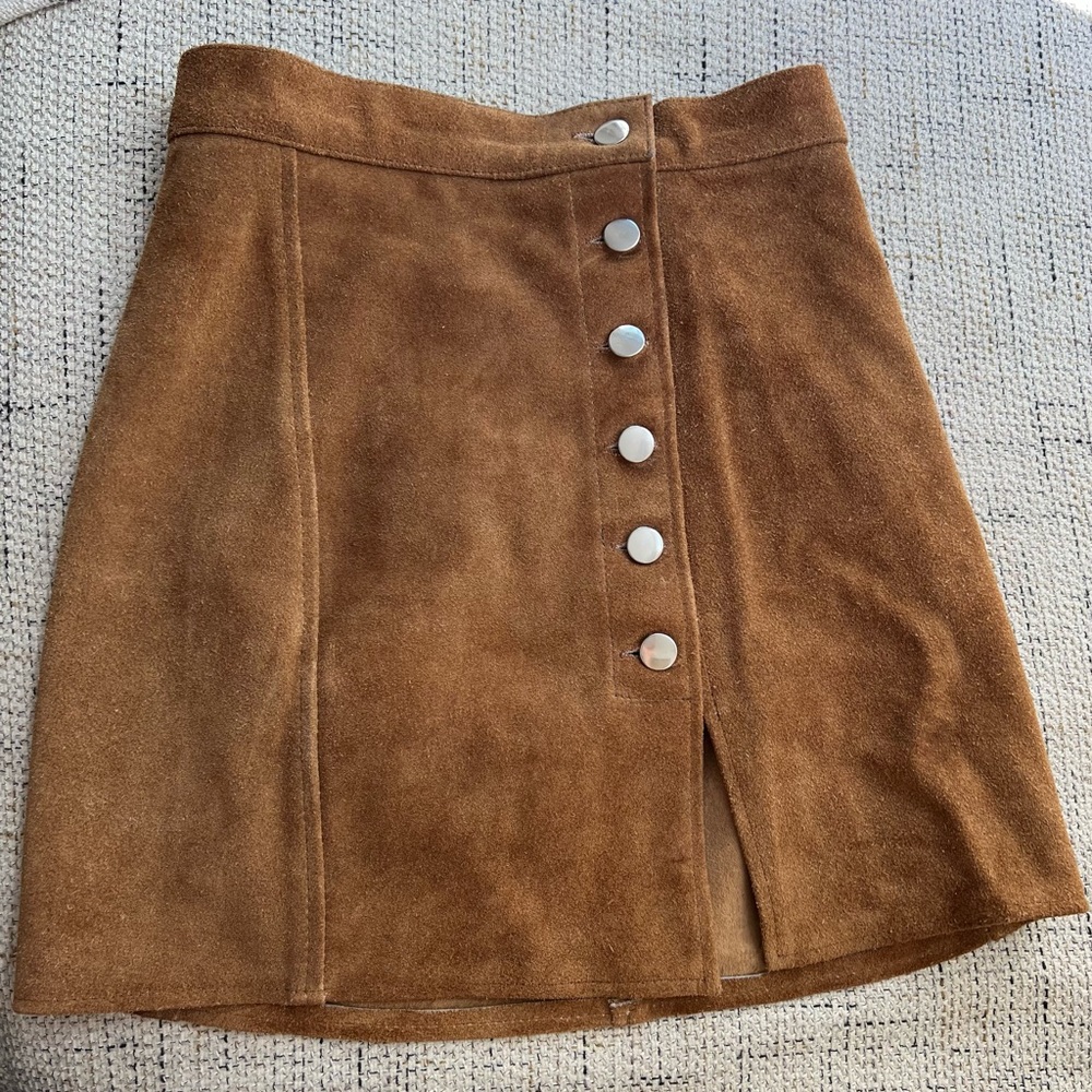 FREE PEOPLE UNDERSTATED LEATHER SUEDE MINI SKIRT